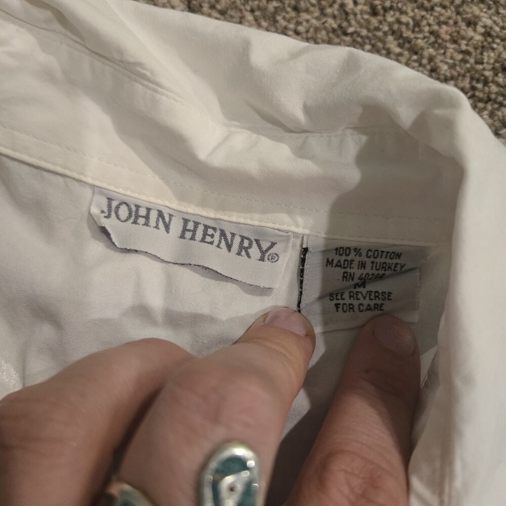 Vtg John Henry 90s Embroider Cottagecore Button Down Shirt 100% Cotton M Novelty - Picture 5 of 8